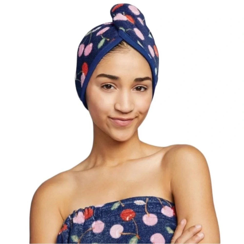 Room Essentials NWT Navy with Cherries 🍒 Shower Bath Beach Pool Towel Wrap 🏖️